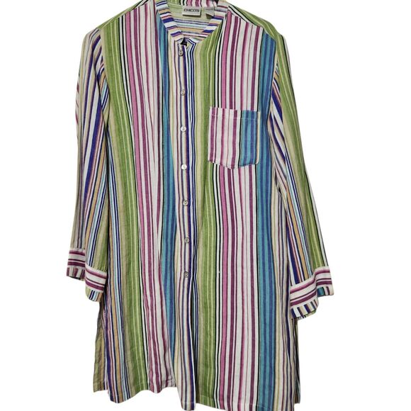 Chico's Dresses & Skirts - Chicos Linen Dress Size 1 (Small) Striped Pattern Front Buttons